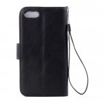 Wholesale iPhone 7 Plus Folio Flip Leather Wallet Case with Strap (Black)